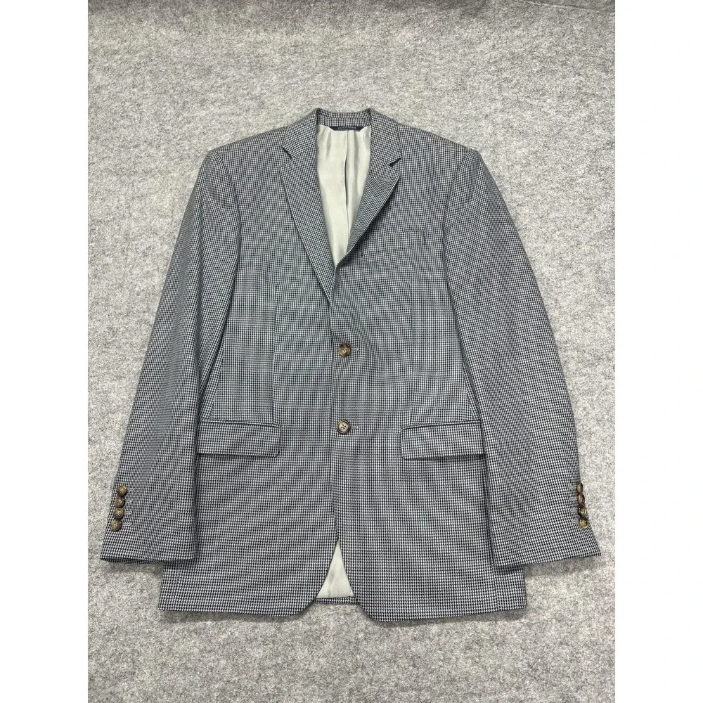 Ralph Ralph Lauren Sport Coat Mens 36R Gray Silk Wool Houndstooth Tweed Blazer